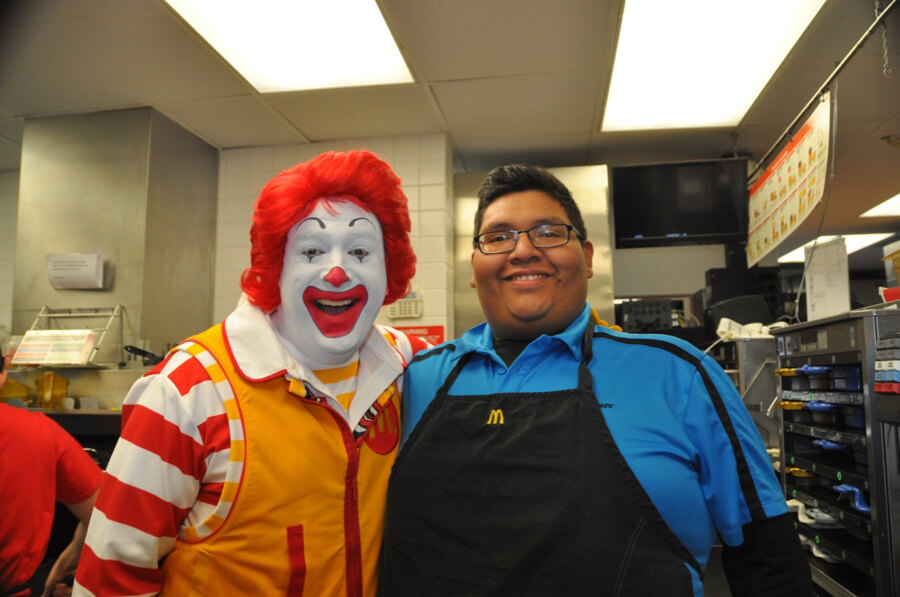Photo of Ronald McDonald and Josh.