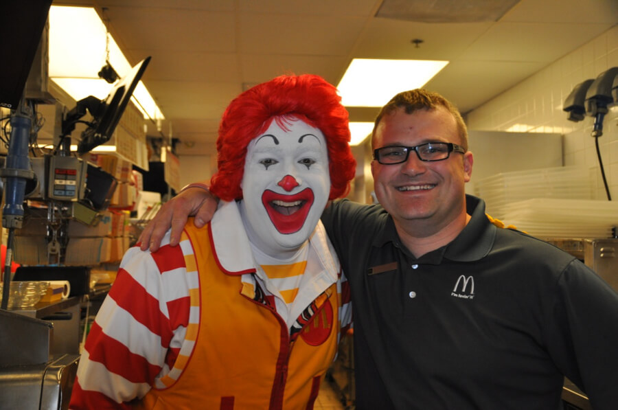 Another photo of Ronald McDonald and Nathan.